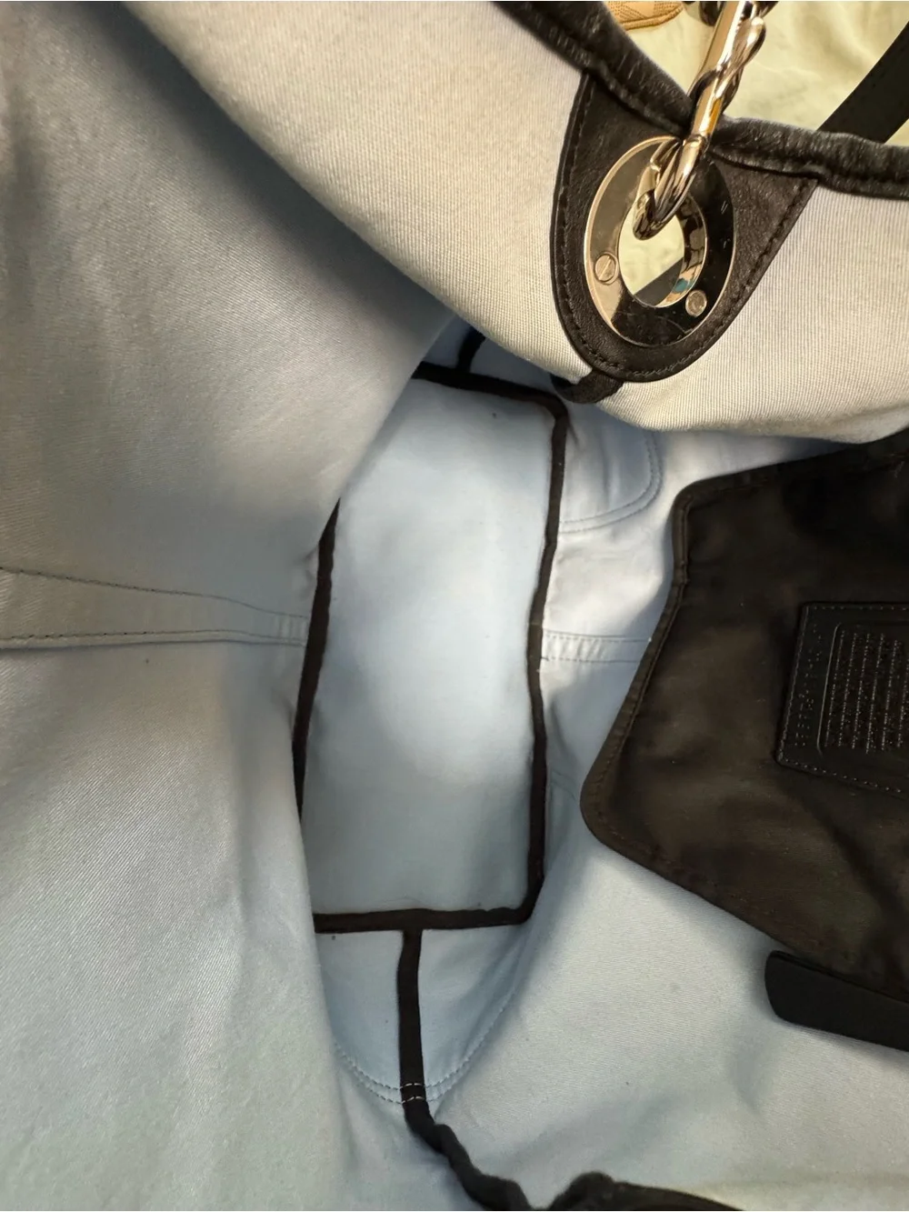 Coach Signature Canvas Shoulder Tote in Khaki and Black